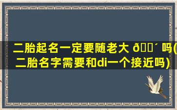 二胎起名一定要随老大 🐴 吗(二胎名字需要和di一
个接近吗)